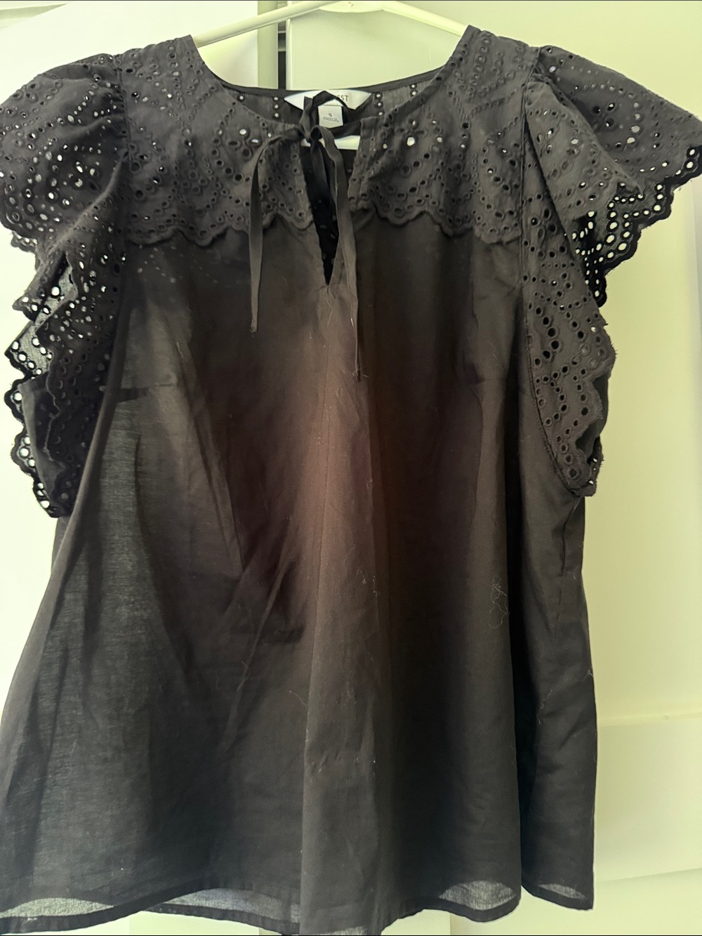 Nine West Black Eyelet Tie-Front Blouse